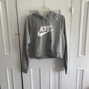 Nike Women's Cropped Loose Fit Hoodie, Gray, Large, NWT